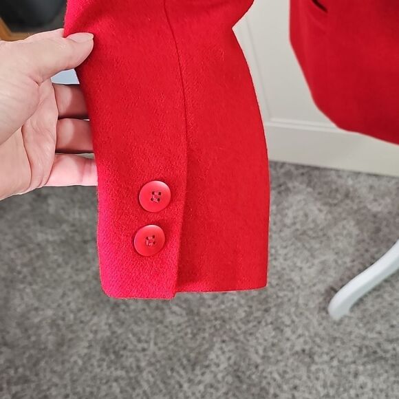 Blazer Wool By Norton McNaughton Red Fully Lined No Size Tag Fits Like A Size 12 - Picture 4 of 8